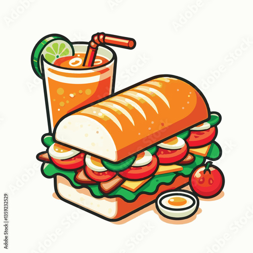 bread, baguette, meal, meat, fresh, food, background, cucumber, carrot, lunch, cuisine, coriander, sandwich, asian, traditional, vietnamese, pork, vietnam, sliced, closeup, cilantro, vegetable, street