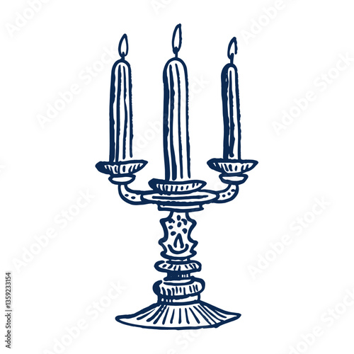 Wedding antique candlestick illustration hand-drawn design vector