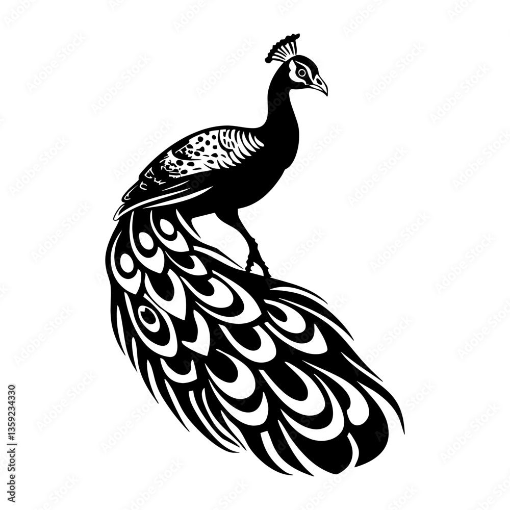 Fototapeta premium Illustration graphic peacock black vector
