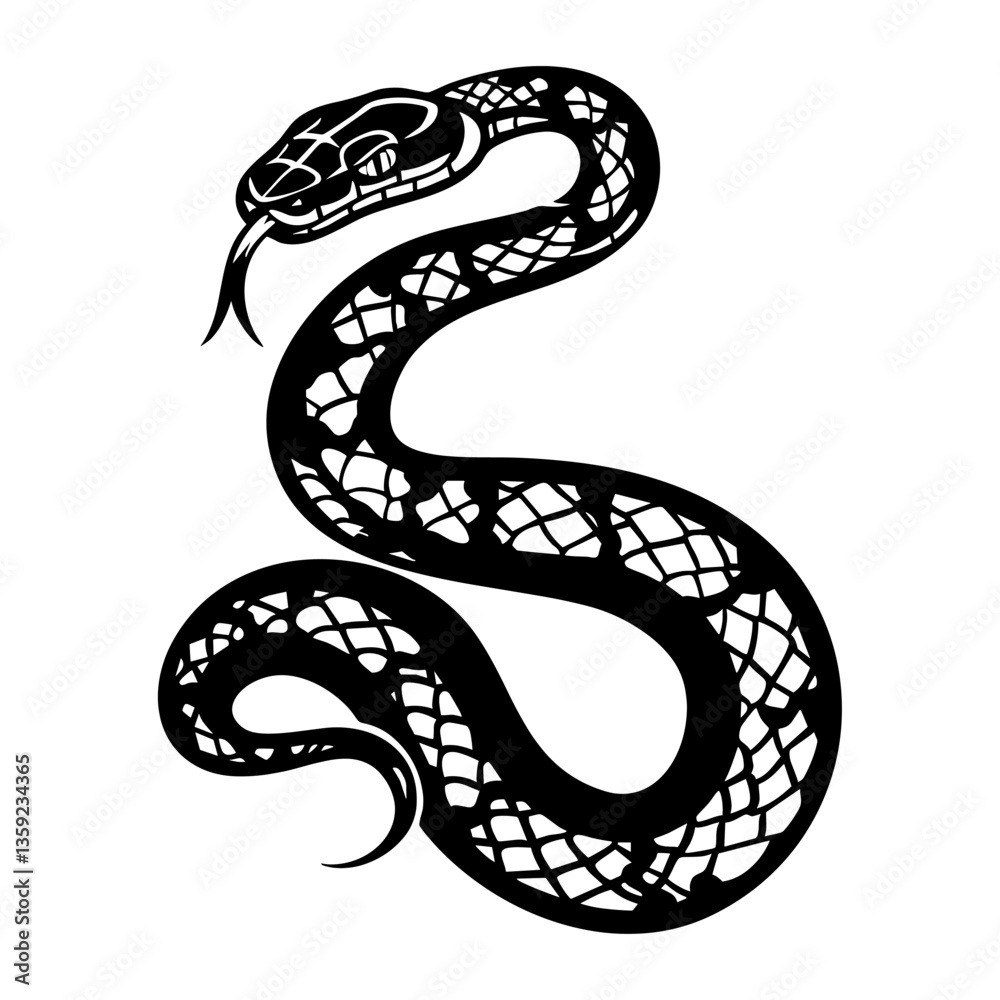 Fototapeta premium Snake illustration reptile tattoo vector