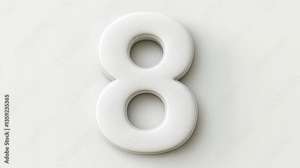 3D White Number 8 with Smooth Design 3D White Number 8 with Smooth Design