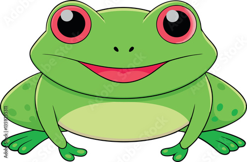 green frogs in a variety of cute cartoon styles with expressive faces, ideal for books, games, stickers, or animation