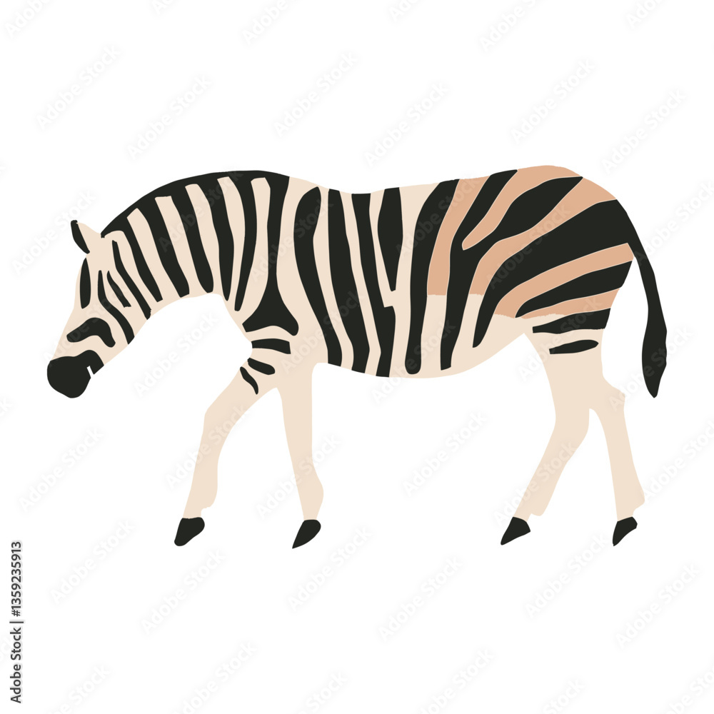 Fototapeta premium Zebra walking illustration wildlife animal vector