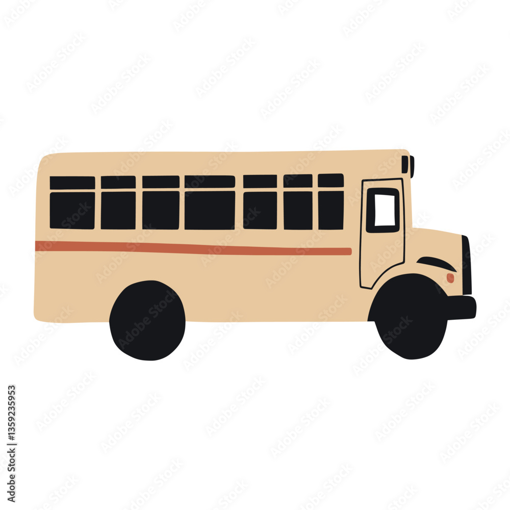 Fotografie Yellow school bus illustration vehicle simple vector