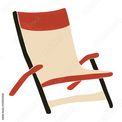 Red white beach chair illustration furniture contemporary vector