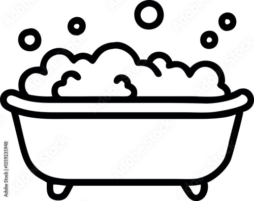 cartoon bathtubs filled with bubbles in various styles and colors, from simple outlines to pastel filled tubs