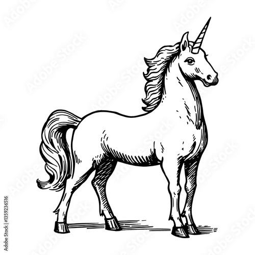 Unicorn sketch drawing animal vector