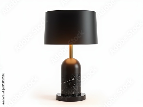 Black marble table lamp with matte shade