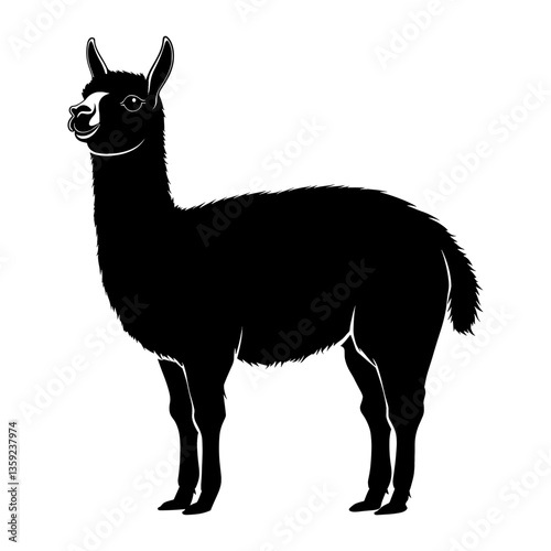 Simple alpaca linear silhouette illustration animal vector