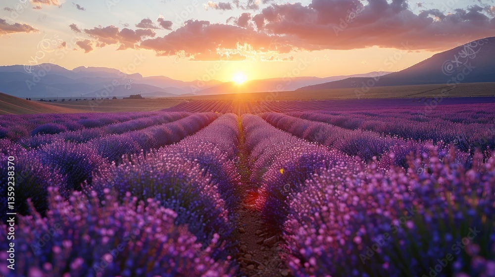 Fototapeta premium Lavender Field Sunset