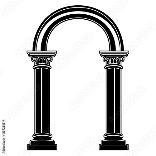 Simple arch pillar linear architecture design architectural vector