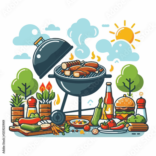 bbq, food, barbecue, grill, party, cooking, meat, picnic, grilling, summer, meal, grilled, cook, beef, cookout, hot, background, barbeque, steak, fire, backyard, pork, flame, delicious, smoke, outdoor
