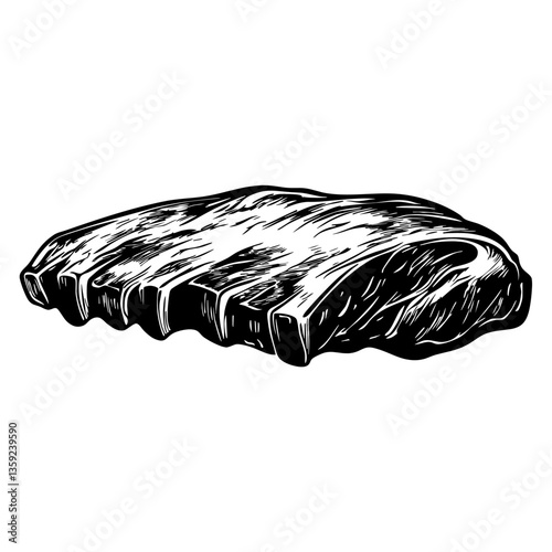 Simple pork meat linear art illustration drawing vector