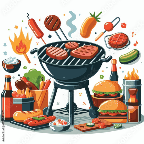 bbq, food, barbecue, grill, party, cooking, meat, picnic, grilling, summer, meal, grilled, cook, beef, cookout, hot, background, barbeque, steak, fire, backyard, pork, flame, delicious, smoke, outdoor