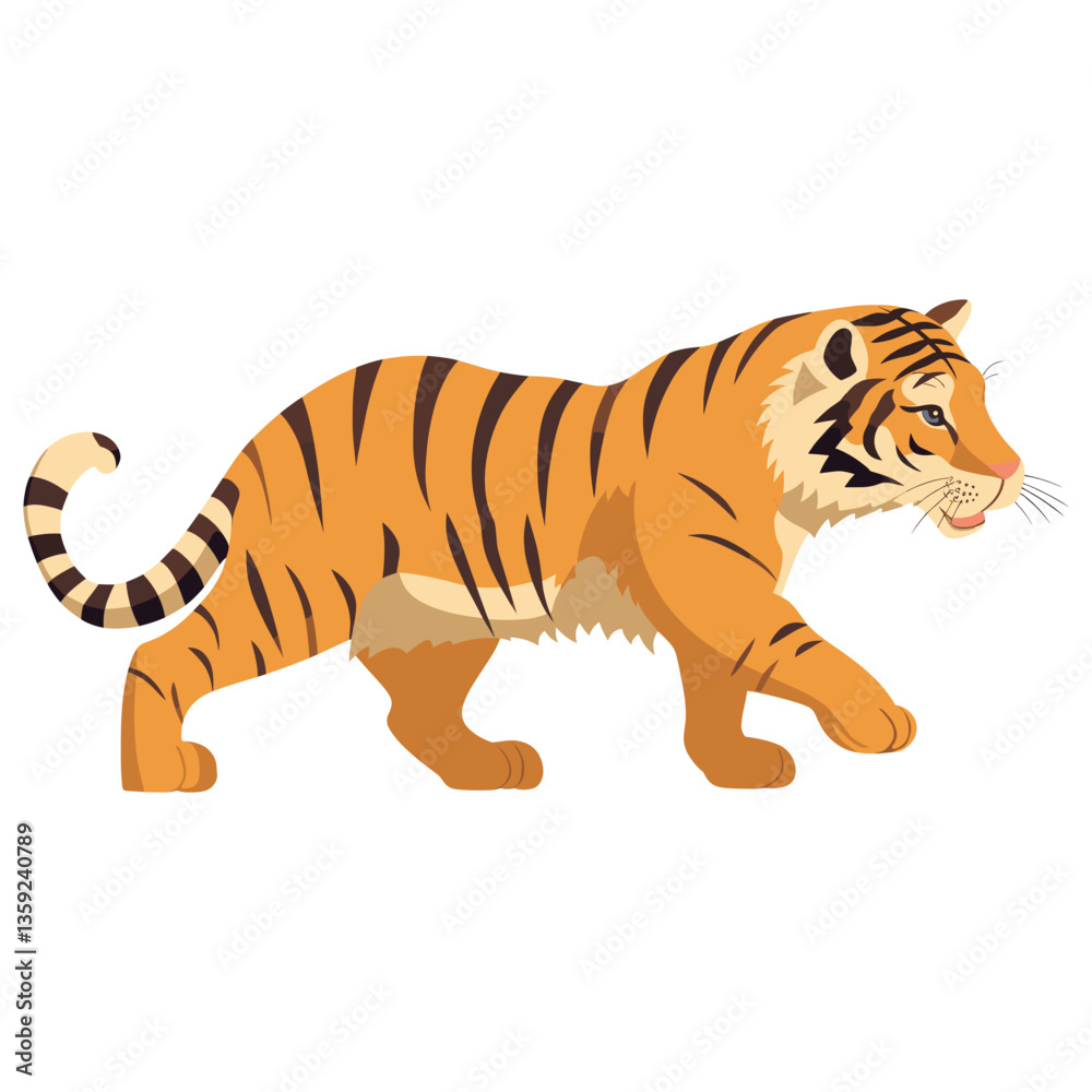 Fototapeta premium Tiger running tiger illustration wildlife vector
