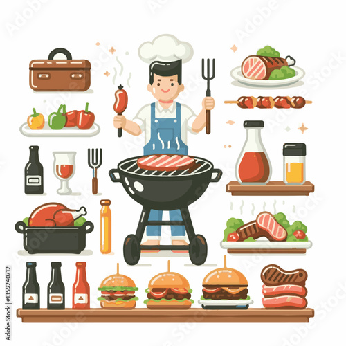 bbq, food, barbecue, grill, party, cooking, meat, picnic, grilling, summer, meal, grilled, cook, beef, cookout, hot, background, barbeque, steak, fire, backyard, pork, flame, delicious, smoke, outdoor