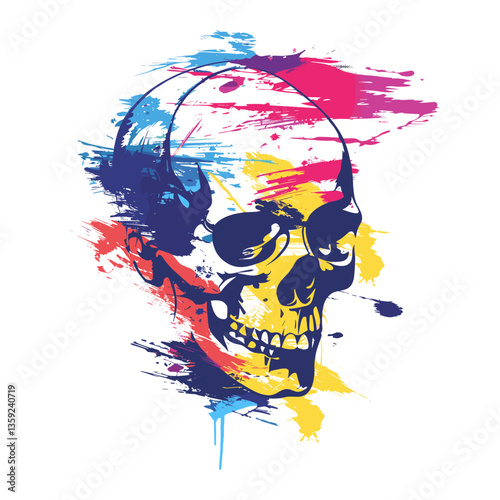 Skull shape illustration colorful colors vector