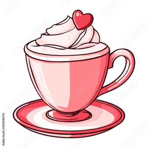 Coquette coffee latte illustration beverage cartoon vector