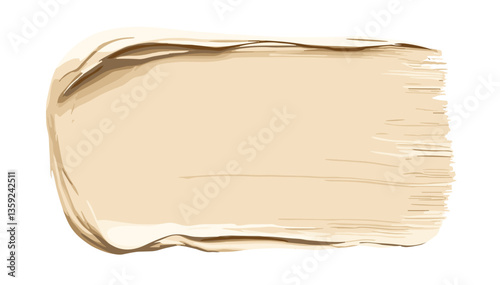 Beige paint stroke on white background for artistic design  