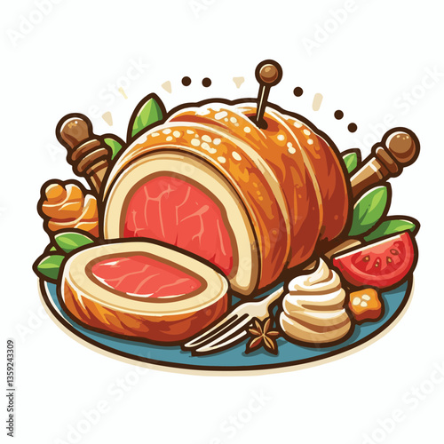 meat, food, traditional, slice, dinner, pastry, meal, beef, cooking, red, lunch, holiday, wellington, sauce, roasted, recipe, puff, cut, fillet, stuffed, steak, pie, christmas, tradition, ingredient, 