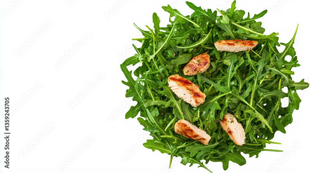 Fresh arugula and avocado salad with grilled chicken for healthy eating Fresh arugula and avocado salad with grilled chicken for healthy eating