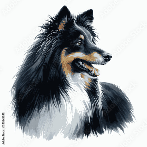Sheltie dog isolated watercolor vector illustration svg