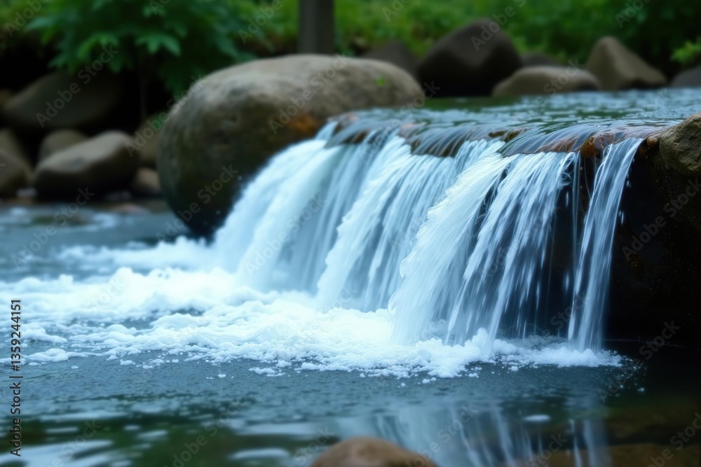 Naklejka premium Fast flowing water cascading down, abstract, aqua