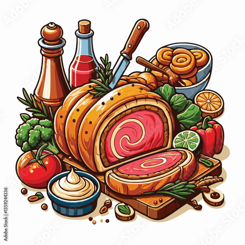 meat, food, traditional, slice, dinner, pastry, meal, beef, cooking, red, lunch, holiday, wellington, sauce, roasted, recipe, puff, cut, fillet, stuffed, steak, pie, christmas, tradition, ingredient, 