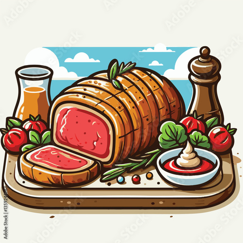 meat, food, traditional, slice, dinner, pastry, meal, beef, cooking, red, lunch, holiday, wellington, sauce, roasted, recipe, puff, cut, fillet, stuffed, steak, pie, christmas, tradition, ingredient, 
