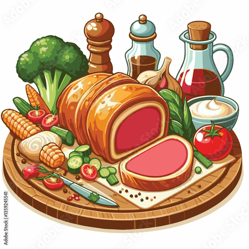meat, food, traditional, slice, dinner, pastry, meal, beef, cooking, red, lunch, holiday, wellington, sauce, roasted, recipe, puff, cut, fillet, stuffed, steak, pie, christmas, tradition, ingredient, 