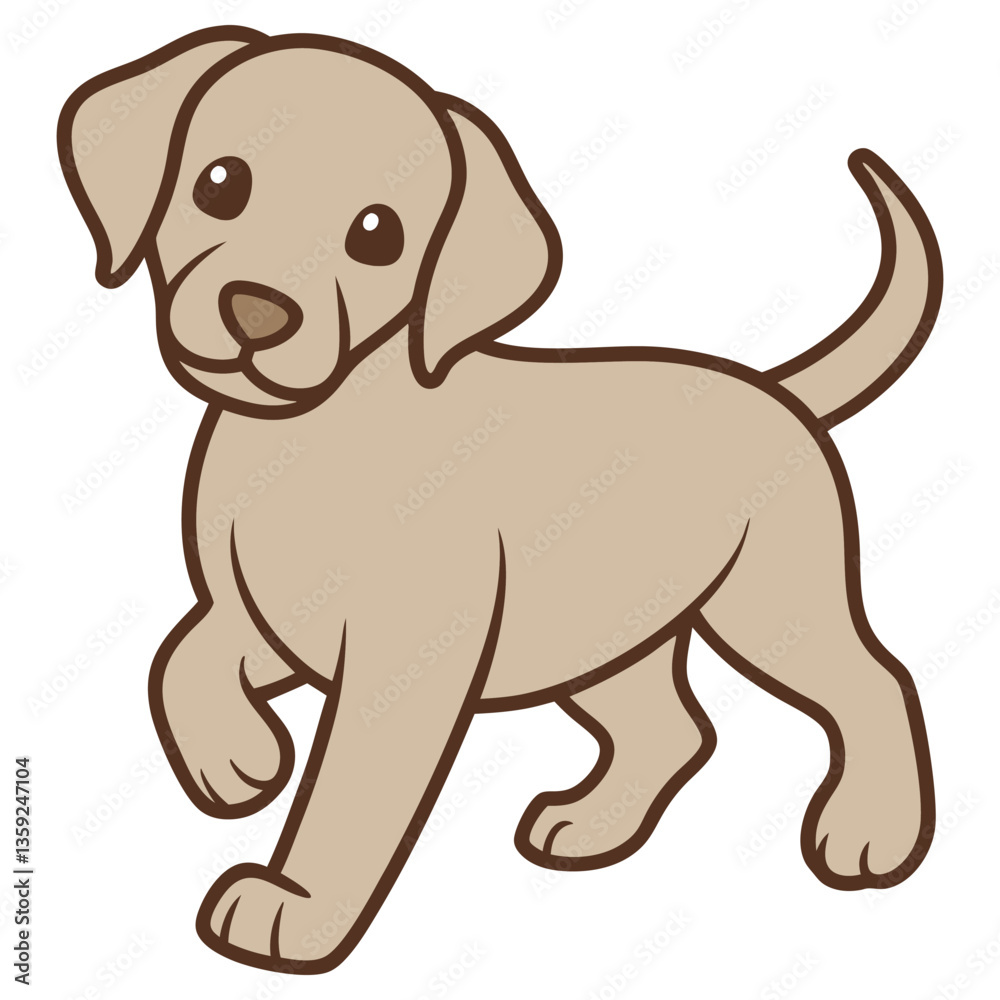 Cute Beige Labrador Puppy Walking Isolated on White, Pet Animal Style Cute Beige Labrador Puppy Walking Isolated on White, Pet Animal Style