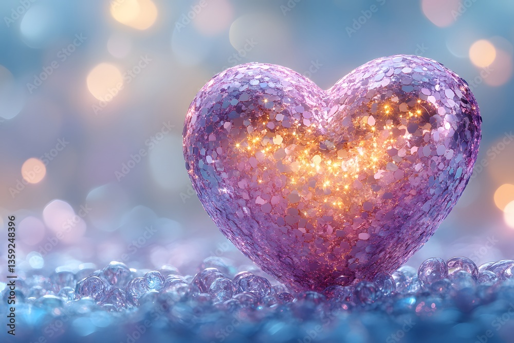 Obraz premium Glittering Heart with Sparkling Lights - Romantic and Festive Decoration Concept
