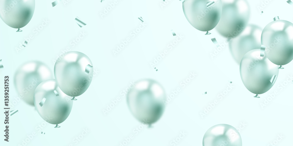 Fototapeta premium Banner template vector background design beautiful green watercolor 3d balloon illustration