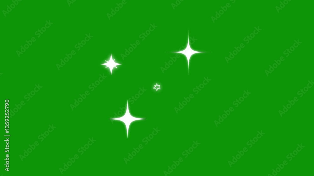Blinking White Stars with Shining Light Animation on Green Canvas Blinking White Stars with Shining Light Animation on Green Canvas