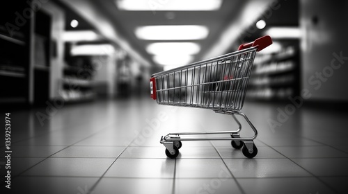 Wallpaper Mural Empty Shopping Cart in Supermarket Aisle Torontodigital.ca