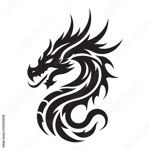 Wallpaper Mural Detailed Dragon Head Silhouette Vector Design Download Template Art Torontodigital.ca
