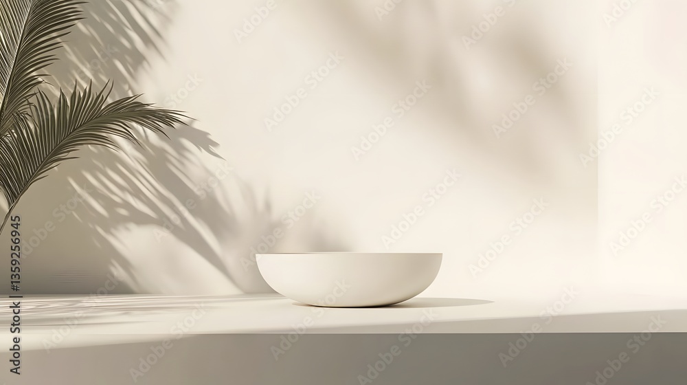 minimalist beige aesthetic product display with palm leaf shadow minimalist beige aesthetic product display with palm leaf shadow