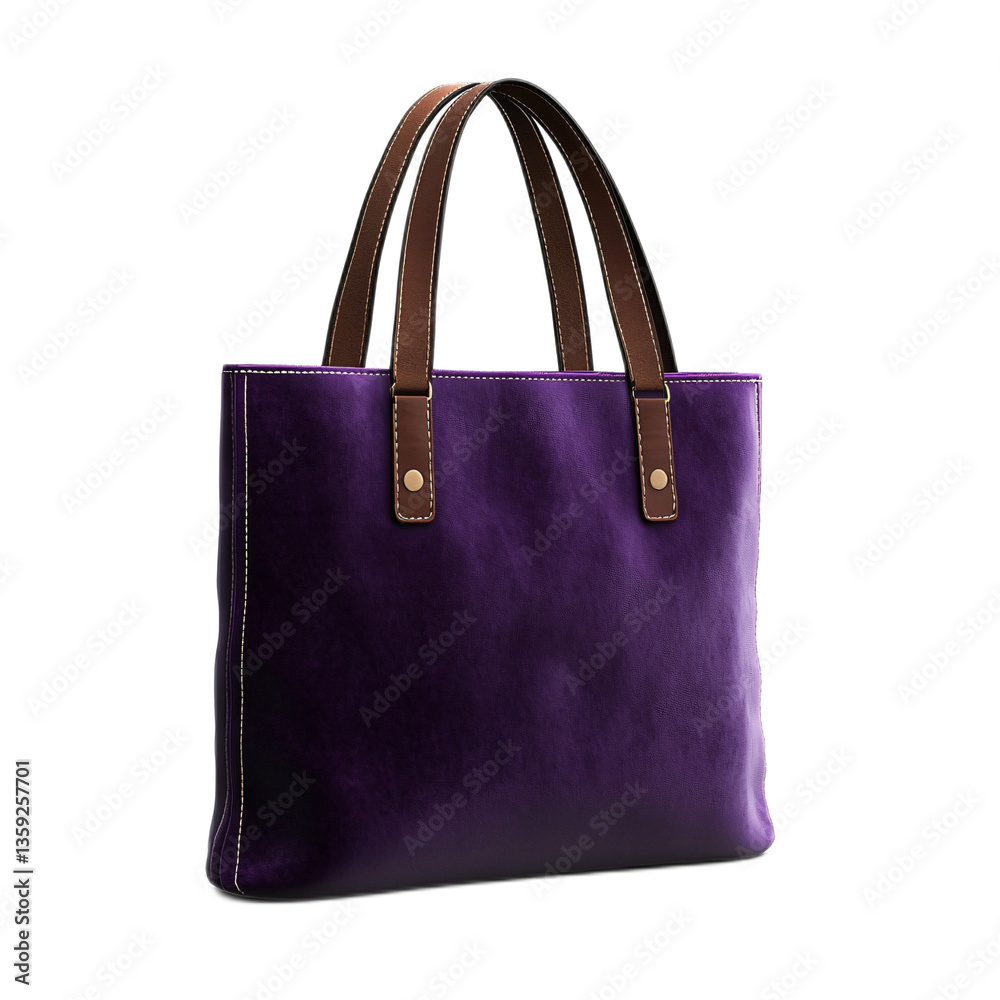Elegant Purple Leather Handbag with Brown Straps for Stylish Everyday Use Elegant Purple Leather Handbag with Brown Straps for Stylish Everyday Use