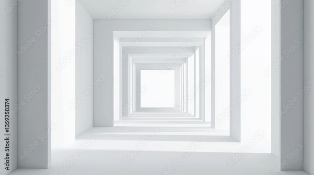 Fototapeta premium infinite white corridor architecture background