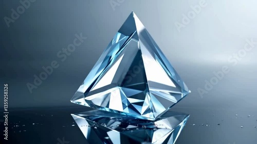  A floating glass pyramid, its surfaces reflecting multiple dimensions
