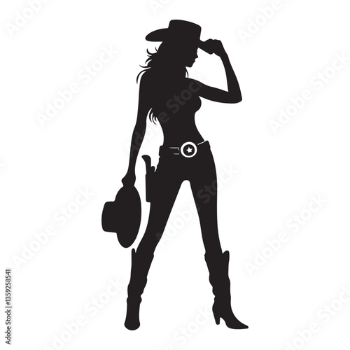 Cowgirl Silhouette Vector Art for Western Themed Graphic Designs