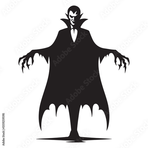 Dracula Vampire Silhouette Illustration for Classic Horror Themed Designs