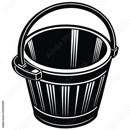 Metal bucket silhouette with paint on a white background
