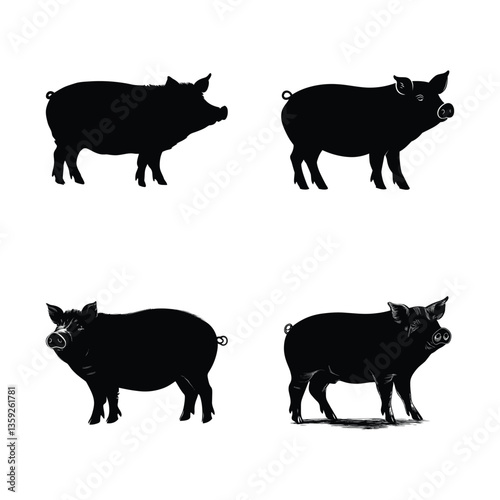 Pig black silhouette of a simple minimal vector