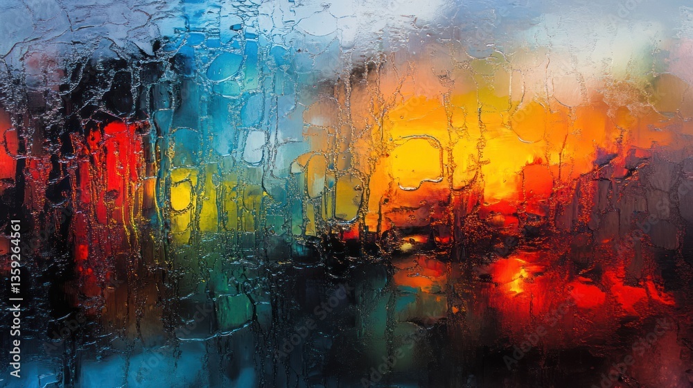 Fototapeta premium An abstract painting featuring a vibrant display of various warm colors