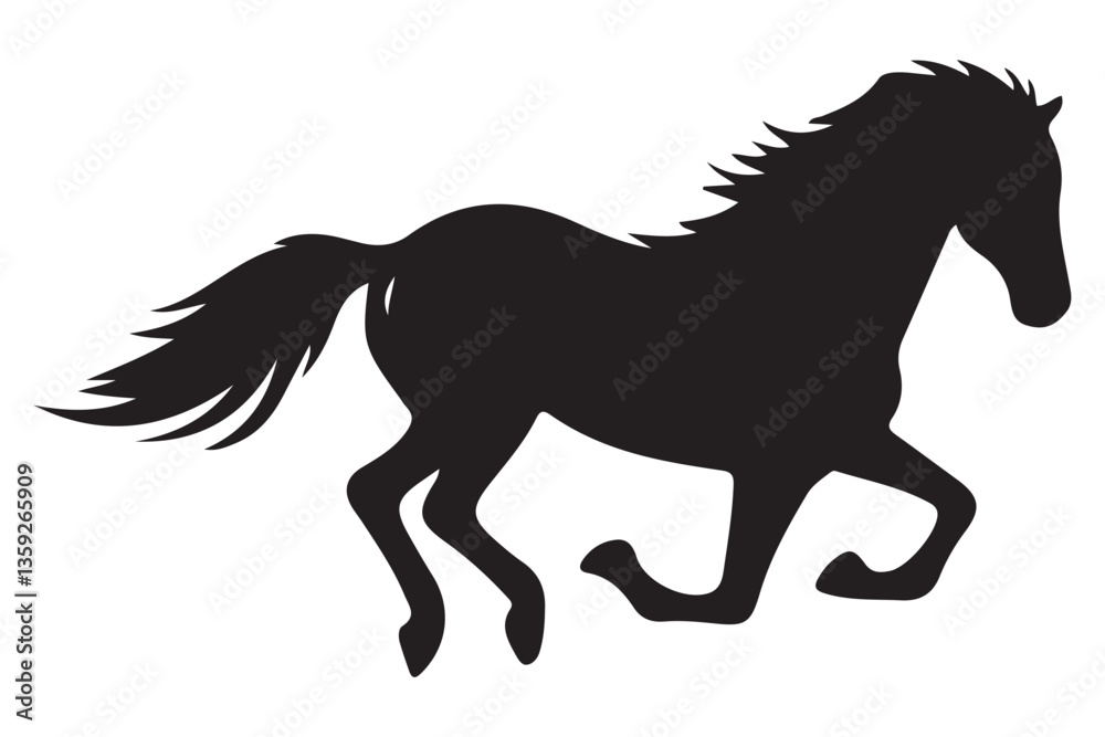 Fototapeta premium Fast Silhouette Horse Running Vector Image for Creative Project