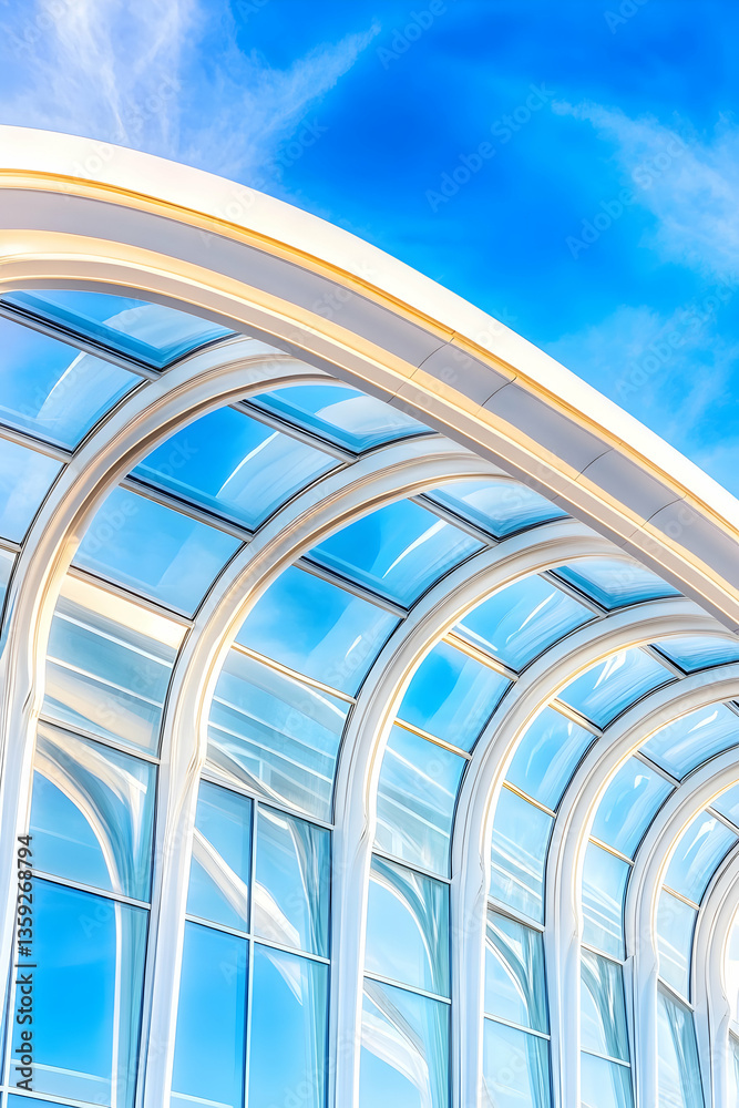 Modern Architecture, Arched Windows, Clear Sky Modern Architecture, Arched Windows, Clear Sky