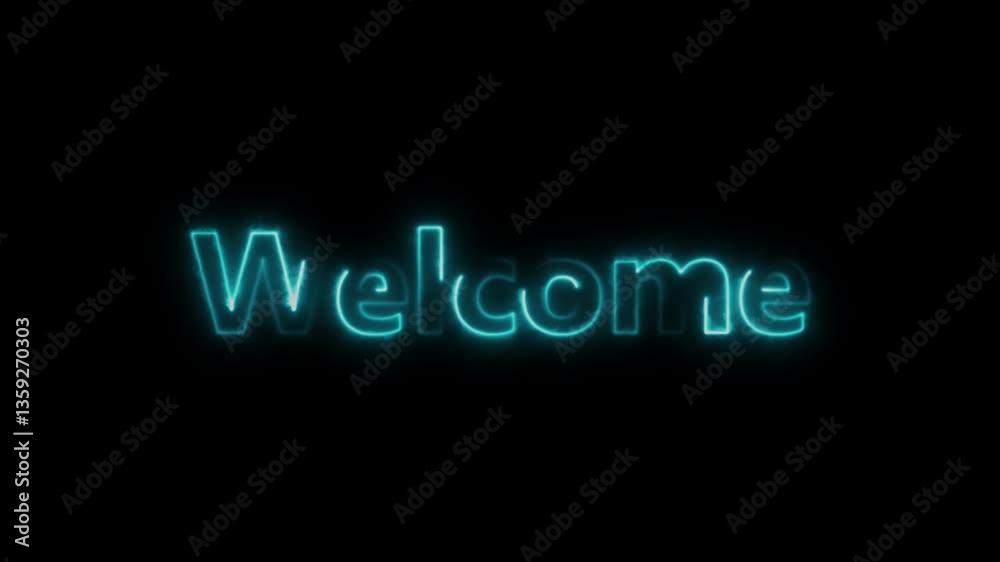 Blue Neon Welcome Sign with Loop Animation Blue Neon Welcome Sign with Loop Animation