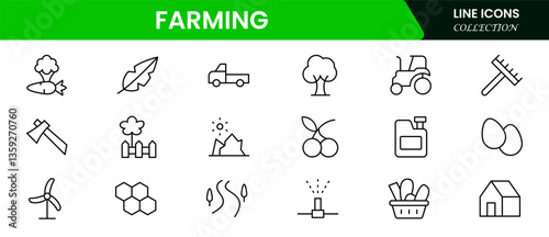 Farming, agriculture, ecology, plantation, recyclable, clean, science, agronomy, stroke. Vector illustration