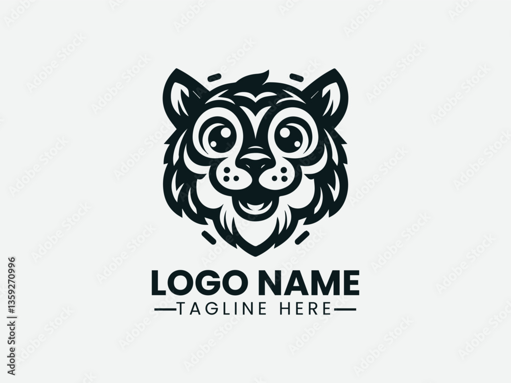 cartoon tiger head with exaggerated features. Playful animal logo cartoon tiger head with exaggerated features. Playful animal logo